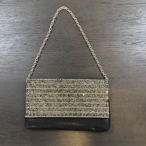 Lulu Townsend Black and Silver Embellished Clutch
